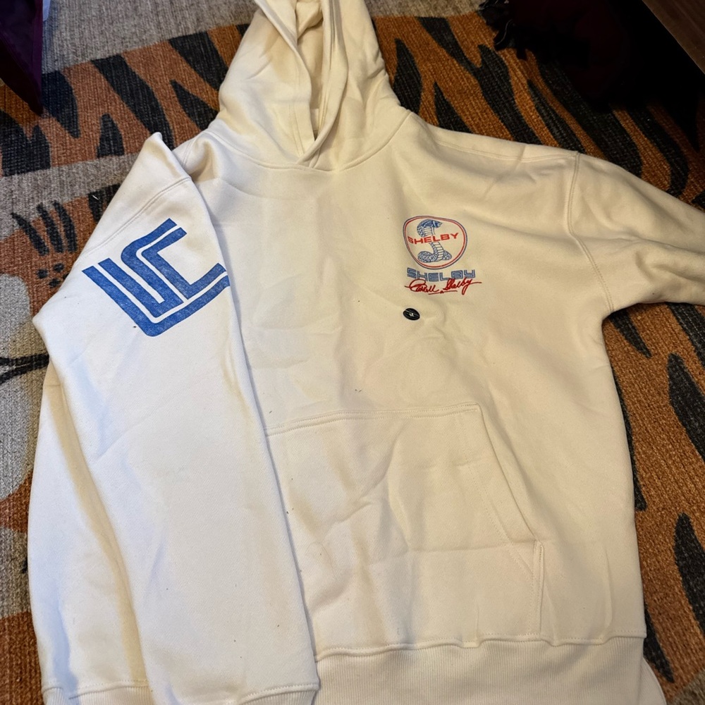 Hollister Cream Hoodie with Blue Details